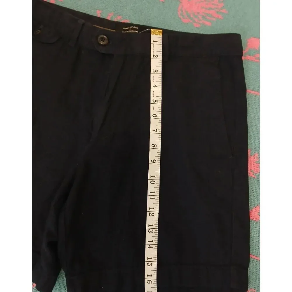 Banana republic mens size 31 linen cotton Bermuda shorts navy blue high rise